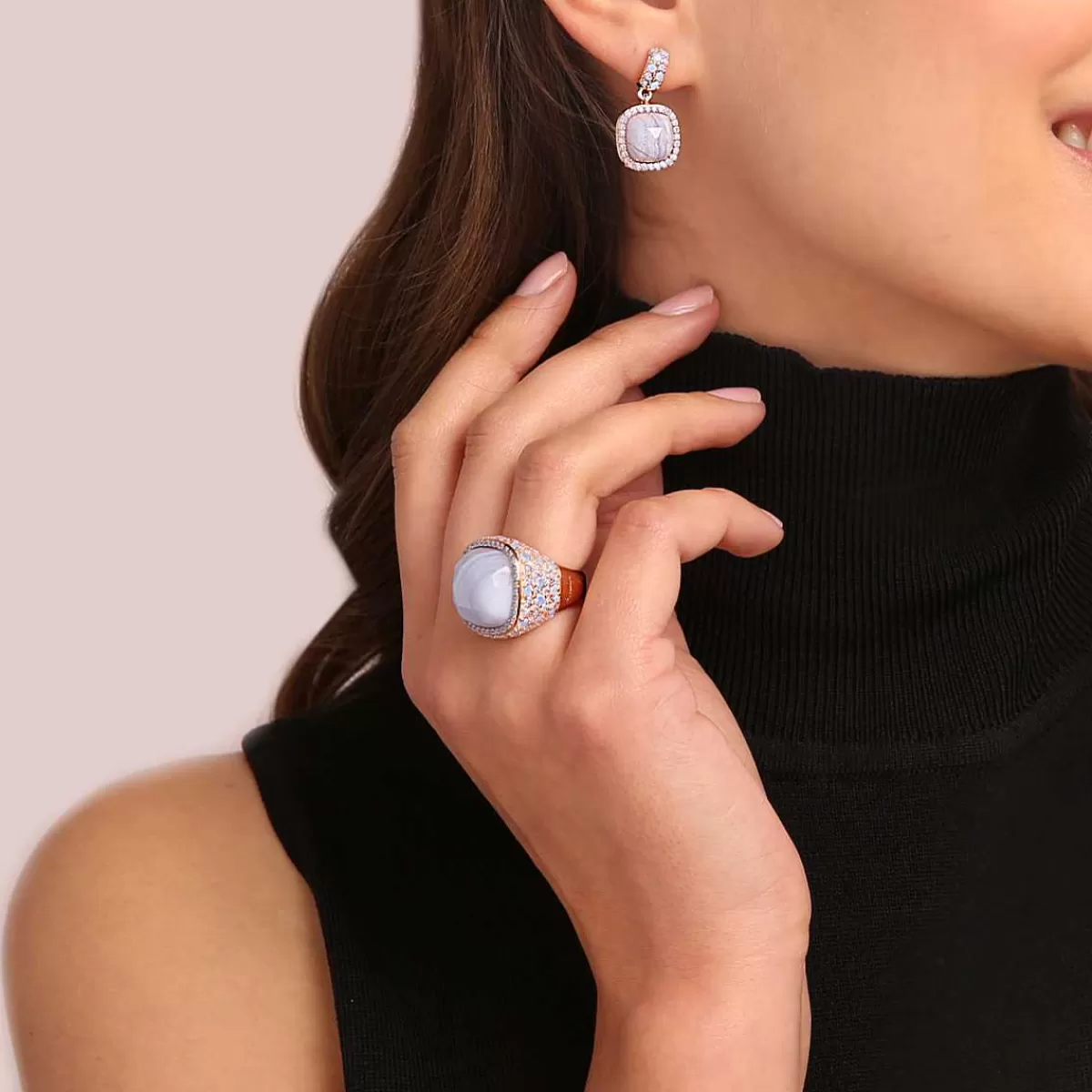 Best Orecchini Pendenti Con Pave Di Pietre Naturali Quadrate E Cubic Zirconia Orecchini