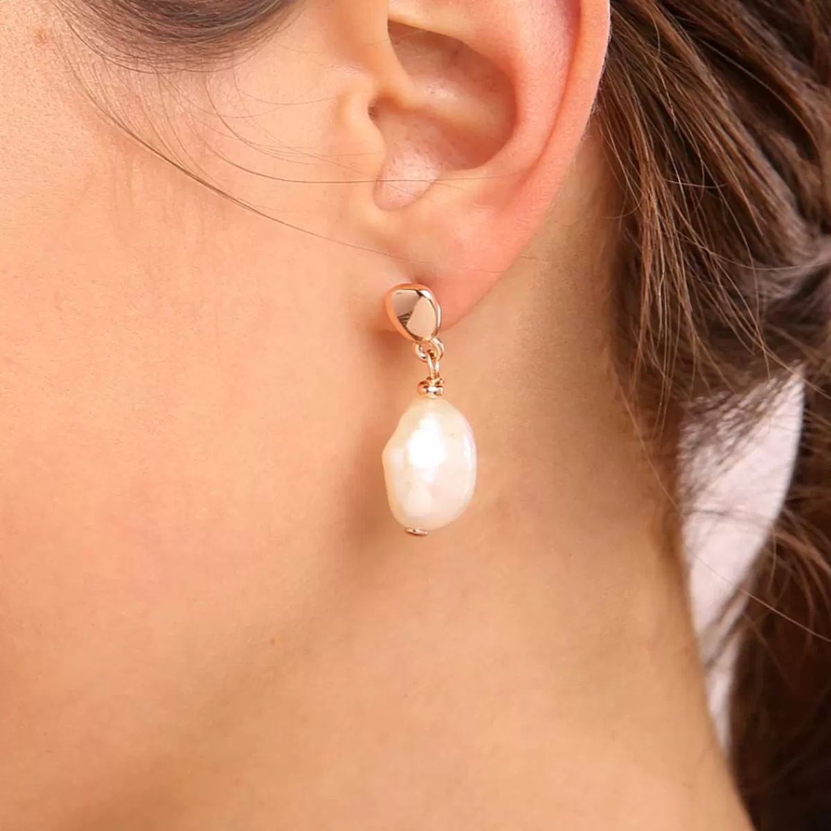 Hot Orecchini Pendenti Con Perla D'Acqua Dolce Coltivata Barocca Ming O 15 Mm Orecchini