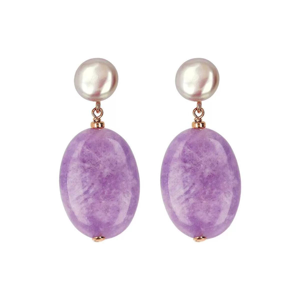 Online Orecchini Pendenti Con Perle D'Acqua Dolce E Ametista Viola Ovale O 9/10 Mm Orecchini