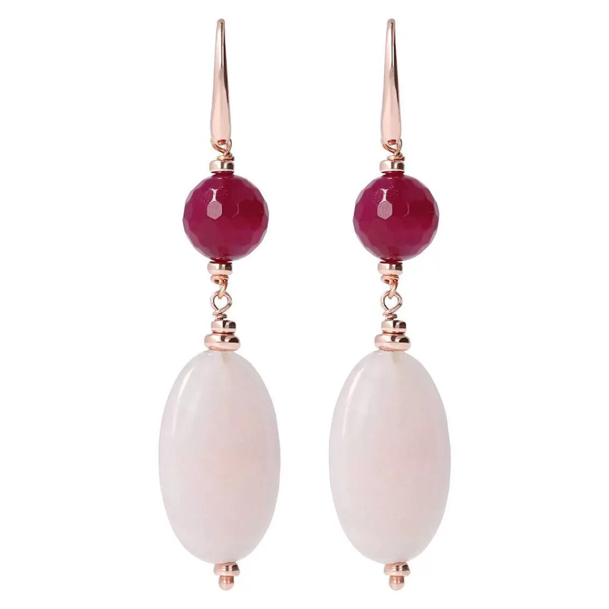 Store Orecchini Pendenti Con Quarzite Rossa E Quarzo Rosa Orecchini