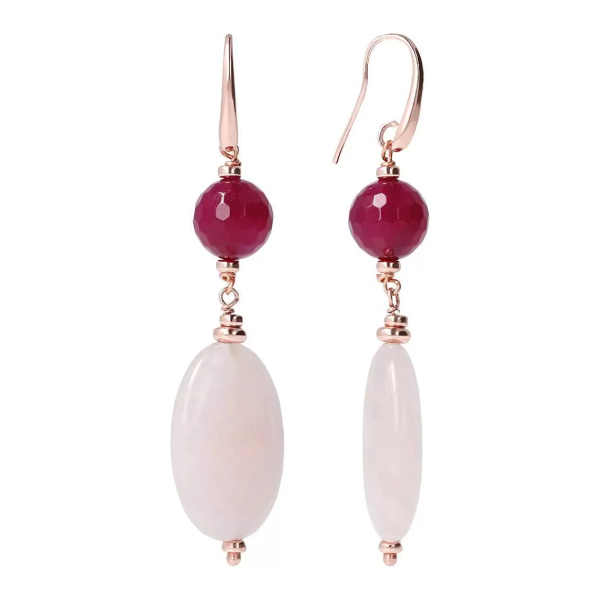 Store Orecchini Pendenti Con Quarzite Rossa E Quarzo Rosa Orecchini
