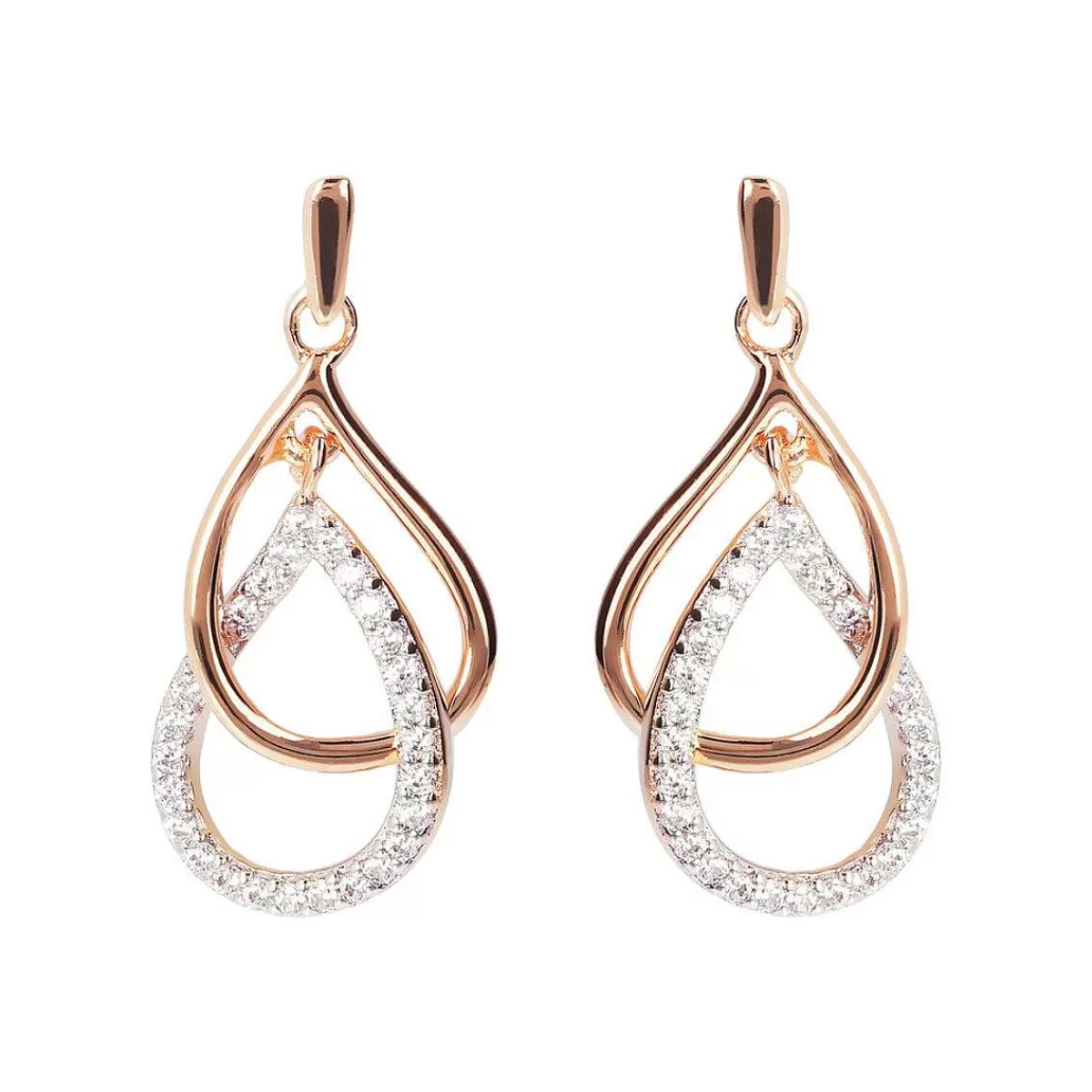 New Orecchini Pendenti Doppi Con Pave In Zirconi Orecchini