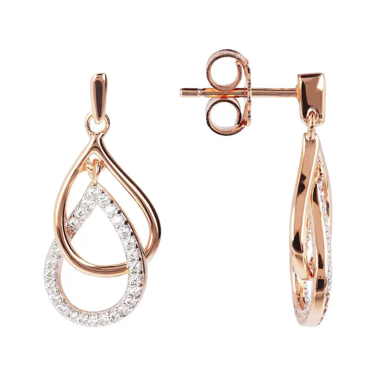 New Orecchini Pendenti Doppi Con Pave In Zirconi Orecchini