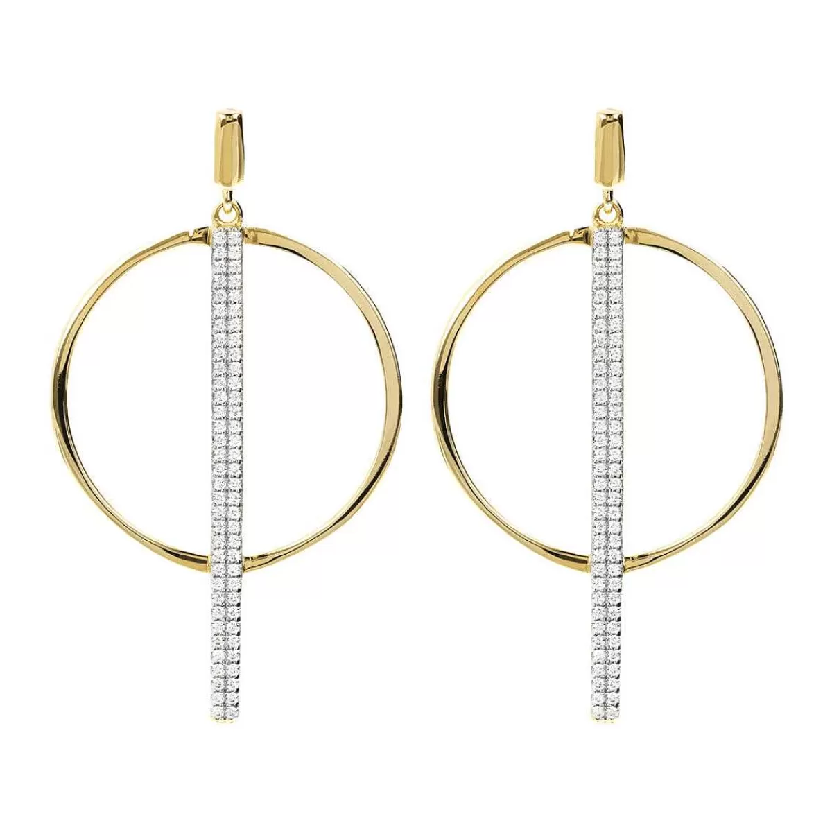 Best Orecchini Pendenti Dorati Con Cerchio E Pave Di Cubic Zirconia Orecchini