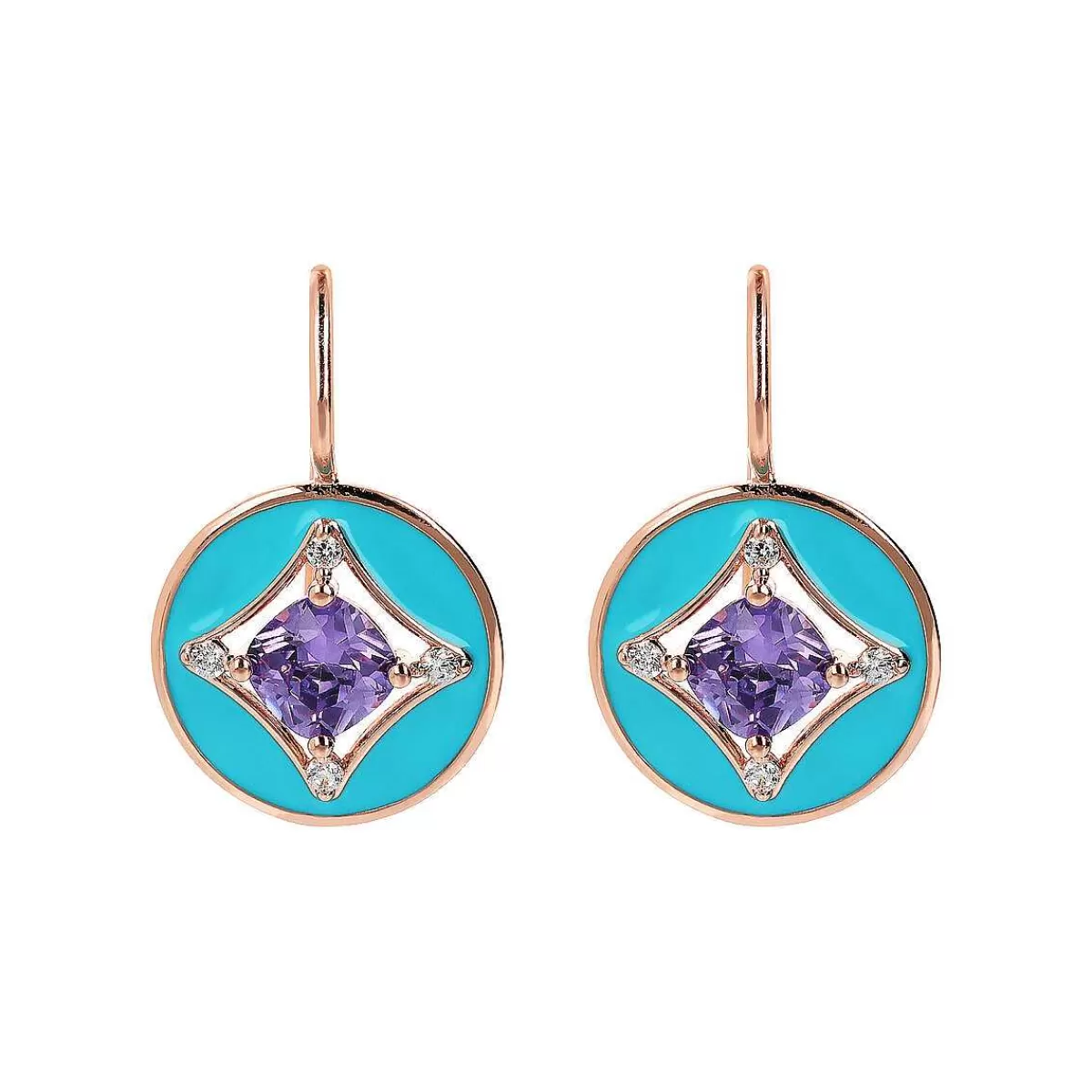 Online Orecchini Pendenti Etoile Con Elemento Tondo Smaltato E Cubic Zirconia Orecchini