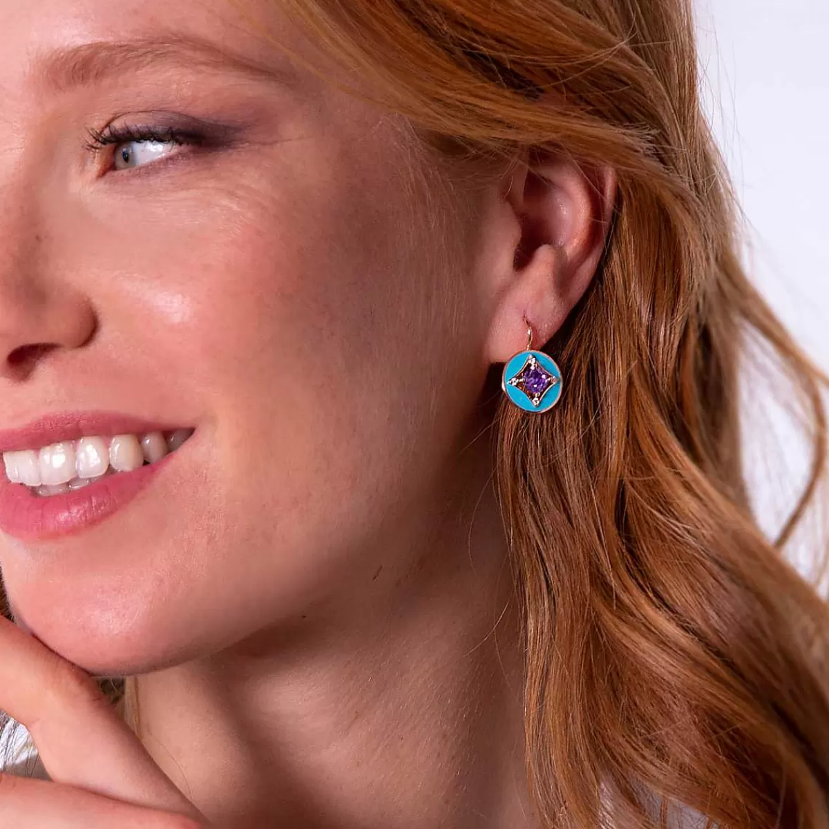 Online Orecchini Pendenti Etoile Con Elemento Tondo Smaltato E Cubic Zirconia Orecchini