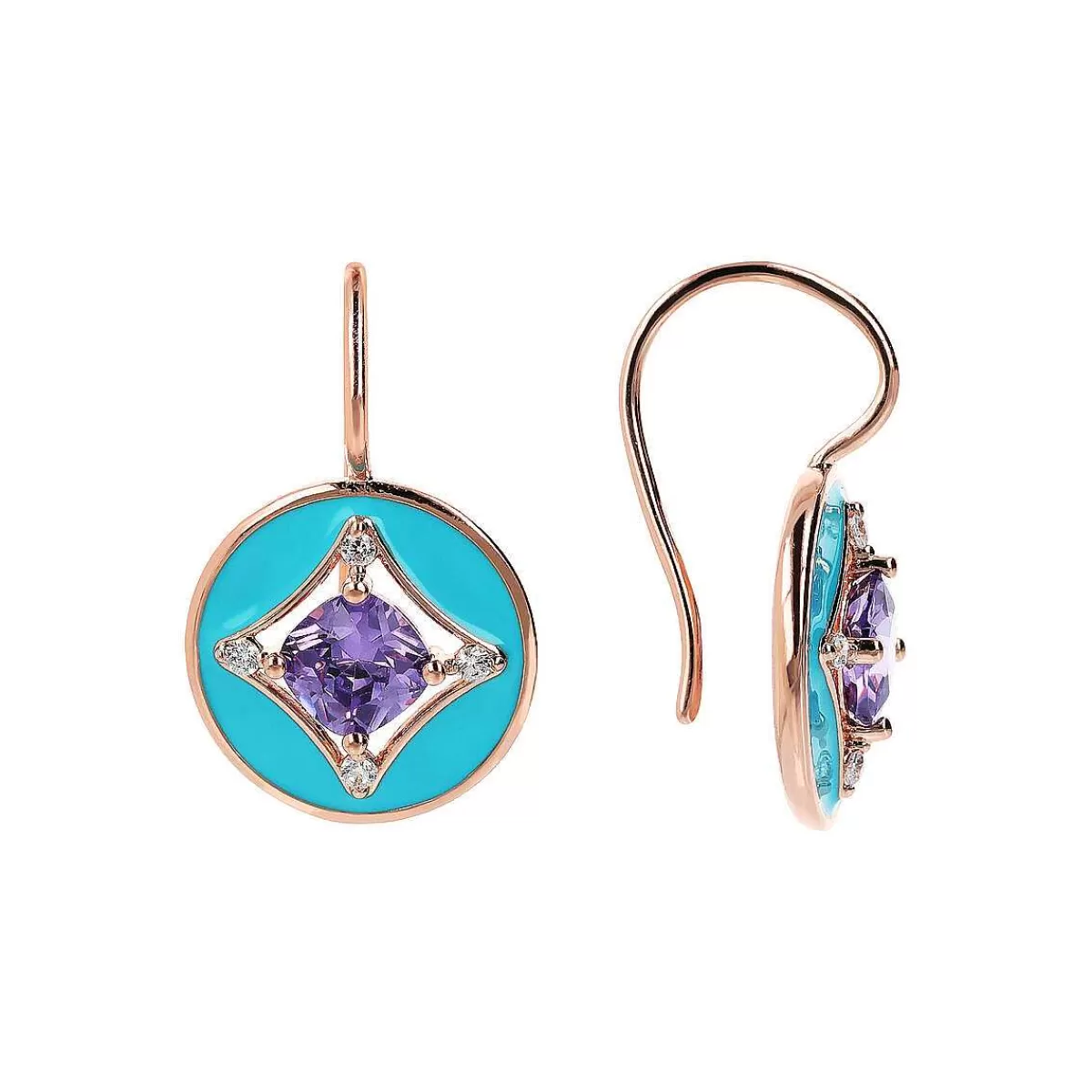 Online Orecchini Pendenti Etoile Con Elemento Tondo Smaltato E Cubic Zirconia Orecchini