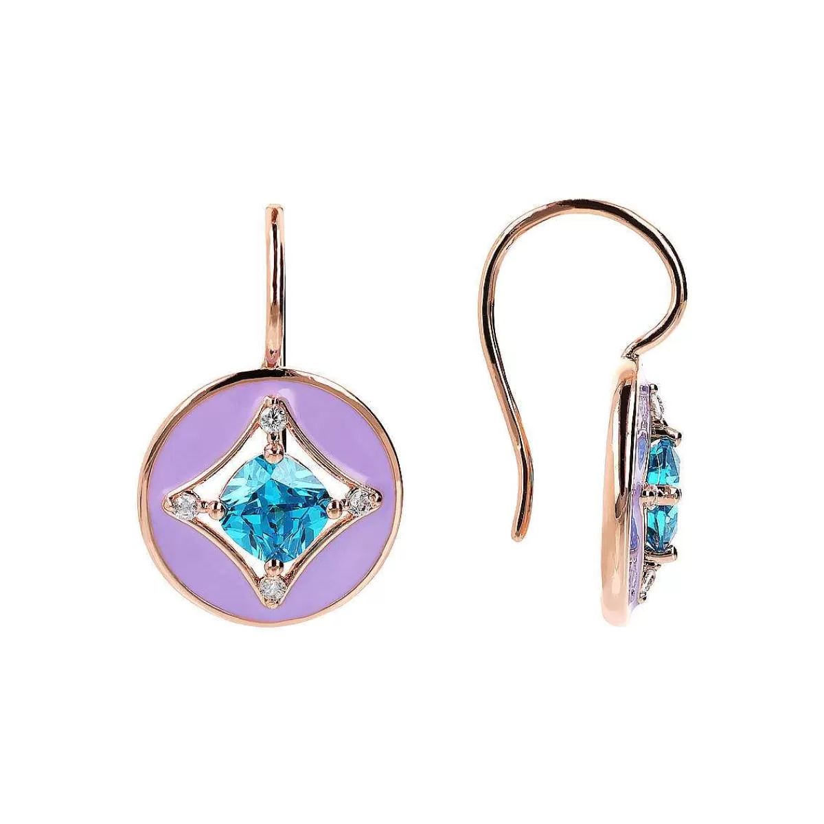 Online Orecchini Pendenti Etoile Con Elemento Tondo Smaltato E Cubic Zirconia Orecchini