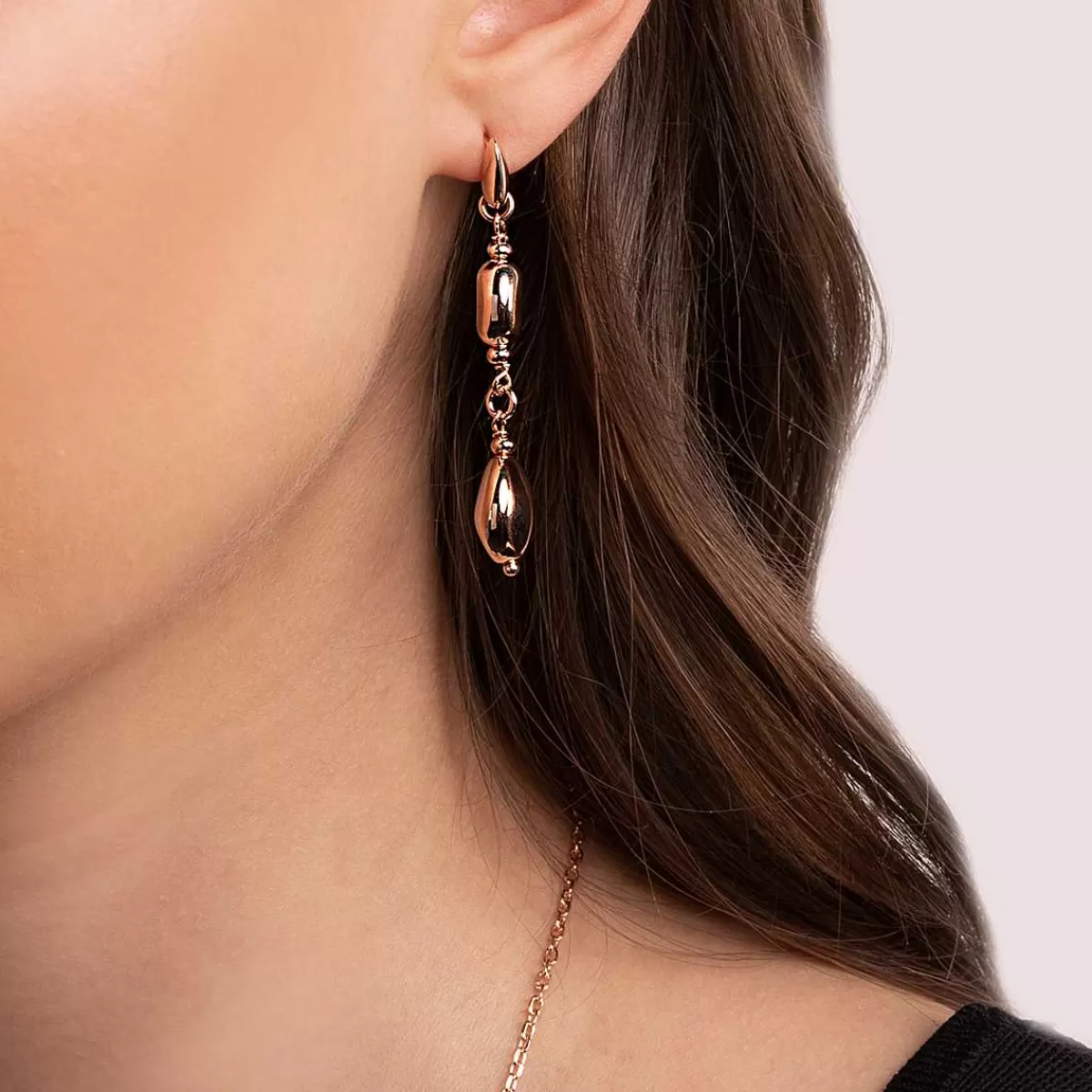 Best Sale Orecchini Pendenti In Filo Con Pepite In Oro Rosato Orecchini