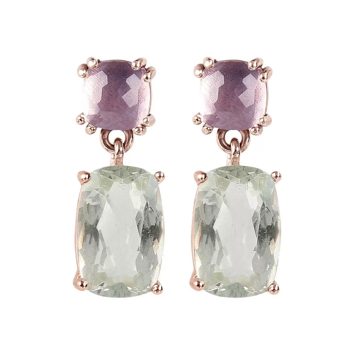 New Orecchini Pendenti In Oro 9Kt Con Pietra Naturale Taglio Sapone Orecchini