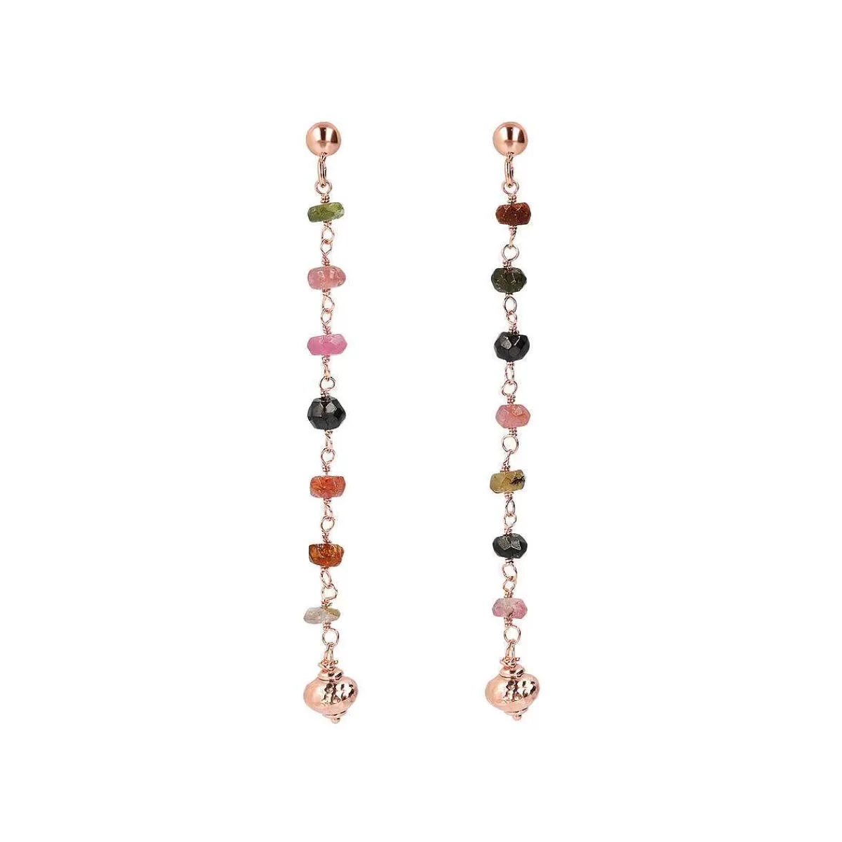 New Orecchini Rosario Pendenti In Filo Con Tormaline Multicolor Orecchini