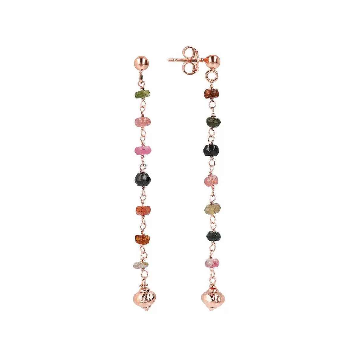 New Orecchini Rosario Pendenti In Filo Con Tormaline Multicolor Orecchini