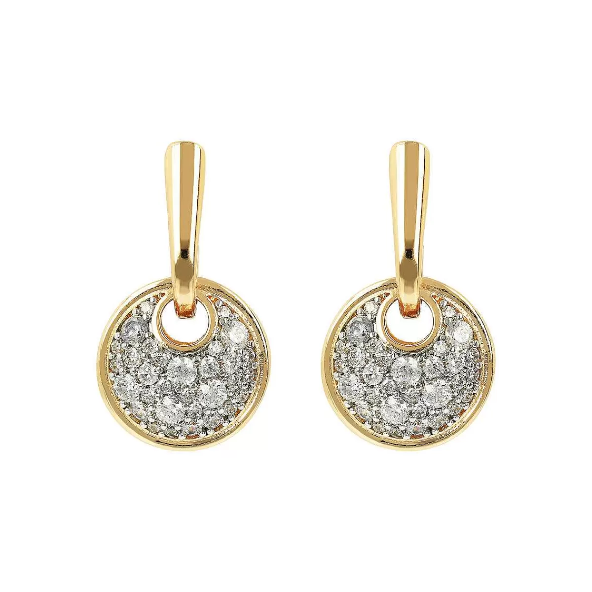 Discount Orecchino In Oro Con Ciondolo Cerchio Pave' Misto Cz Orecchini