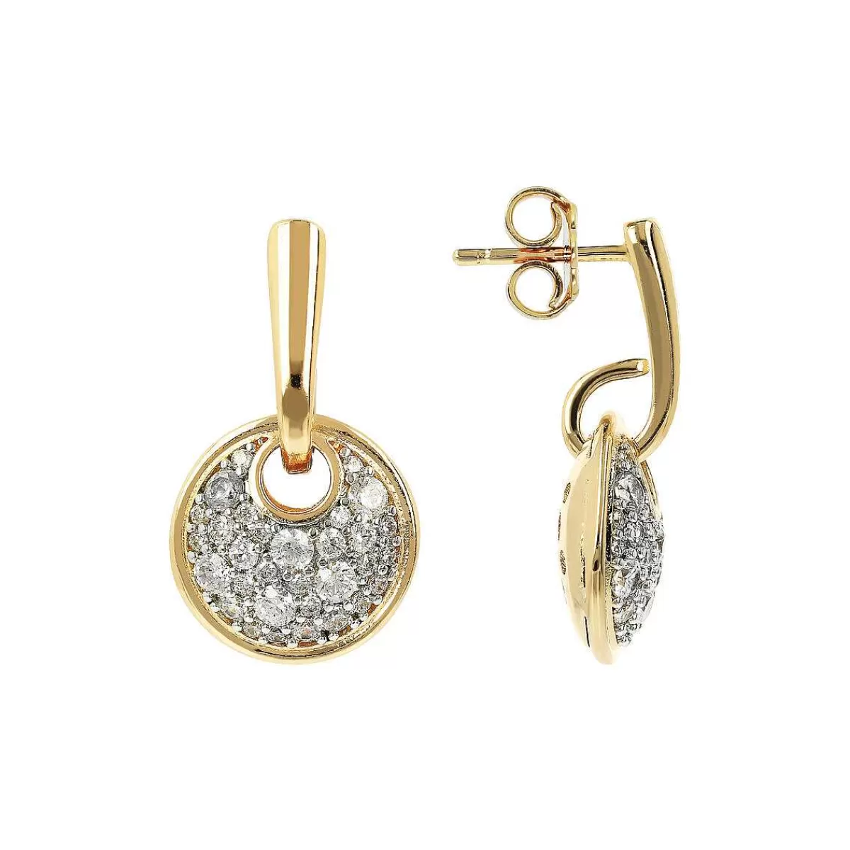 Discount Orecchino In Oro Con Ciondolo Cerchio Pave' Misto Cz Orecchini