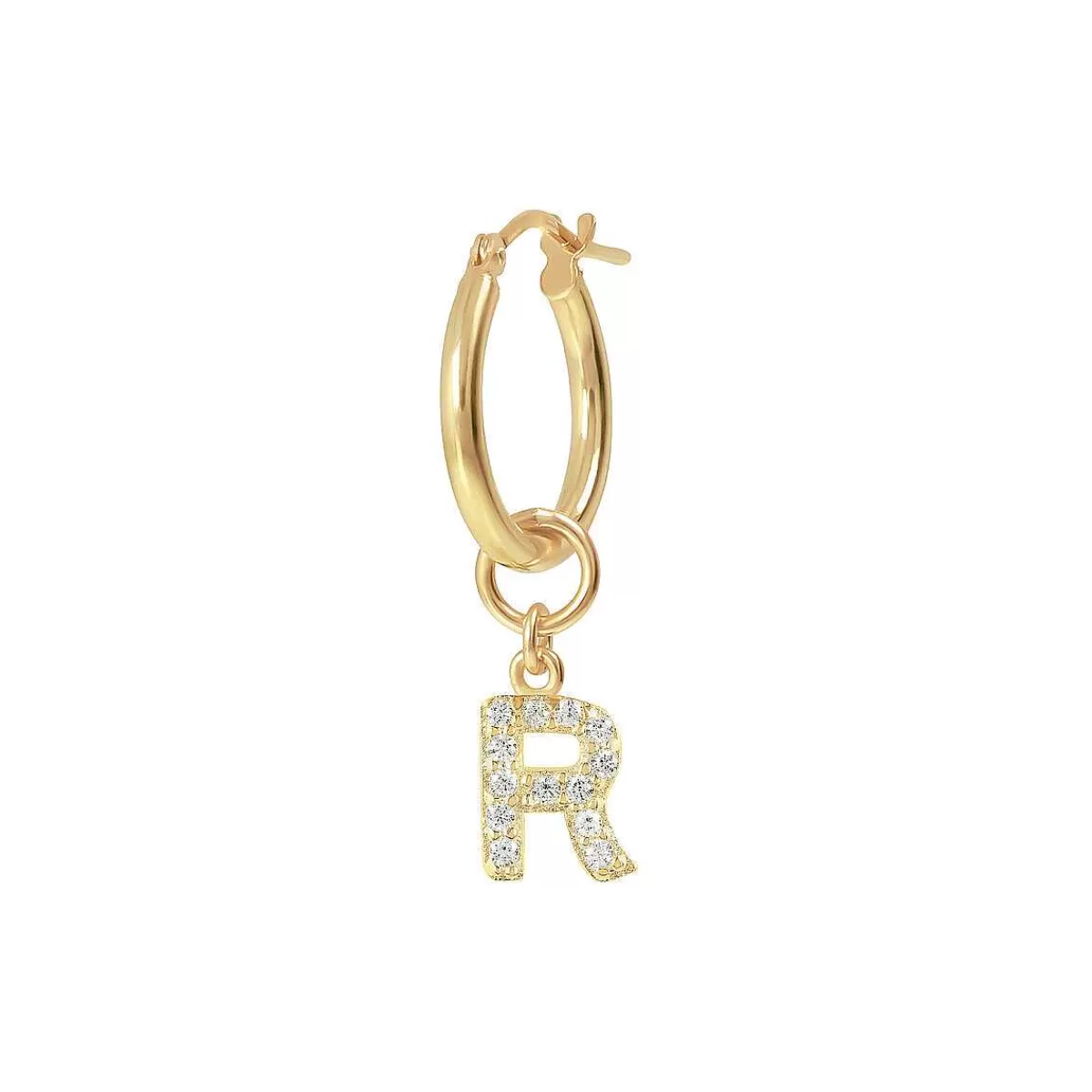 Flash Sale Orecchino Pendente Dorato Con Lettera In Pave Di Zirconi Orecchini