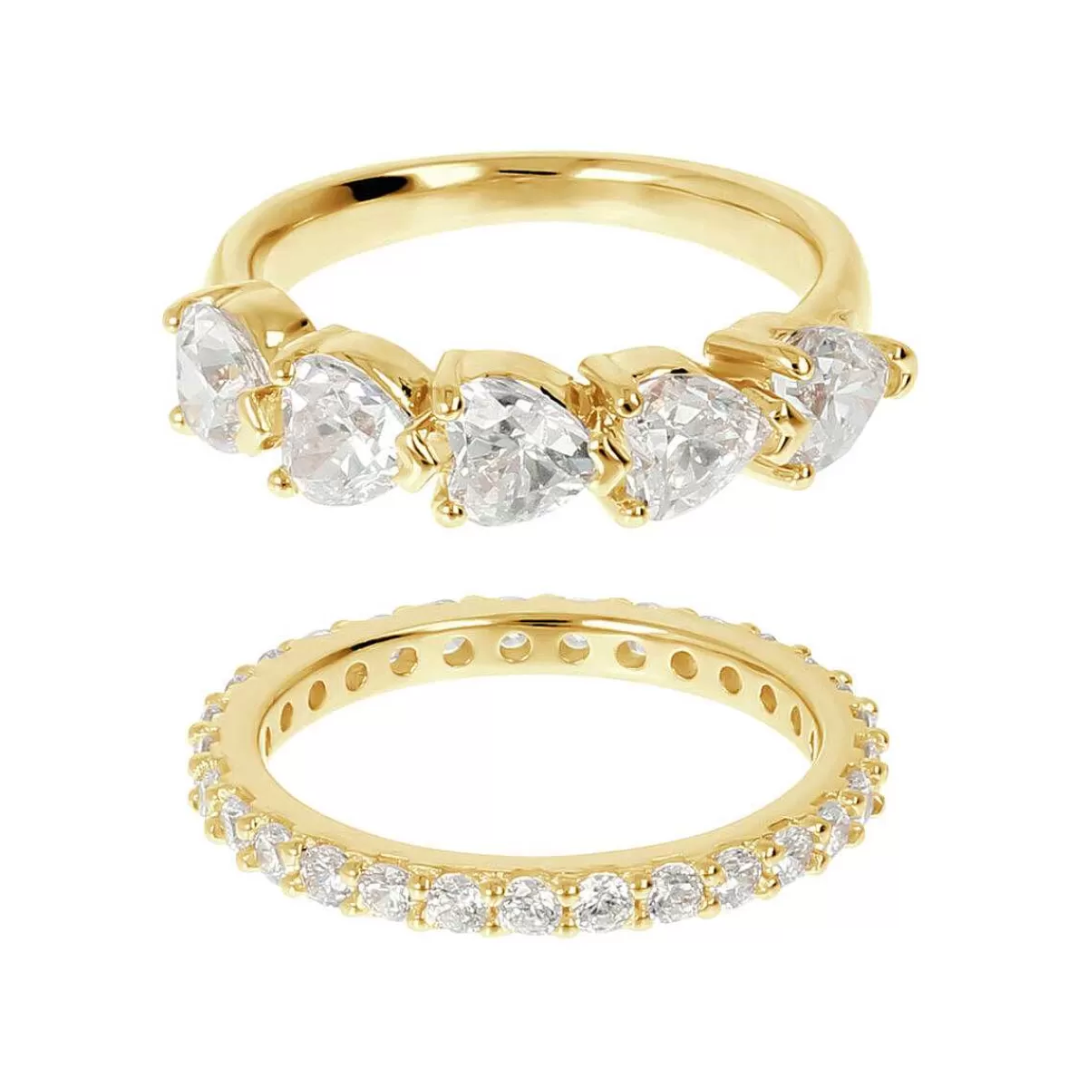 Best Sale Set Di Anelli Con Cuori Di Zirconi Dorati Anelli