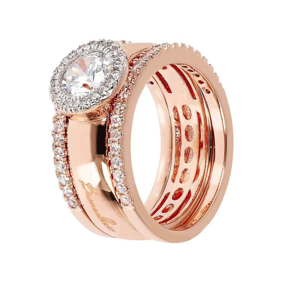 Fashion Set Di Anelli Con Solitario Verette E Cubic Zirconia Anelli