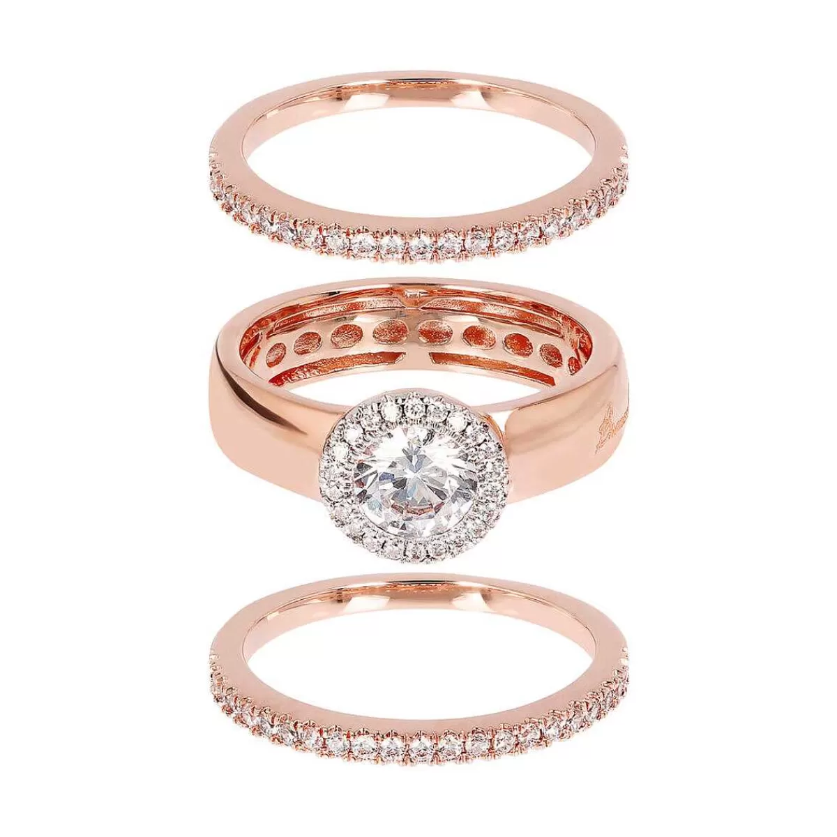 Fashion Set Di Anelli Con Solitario Verette E Cubic Zirconia Anelli