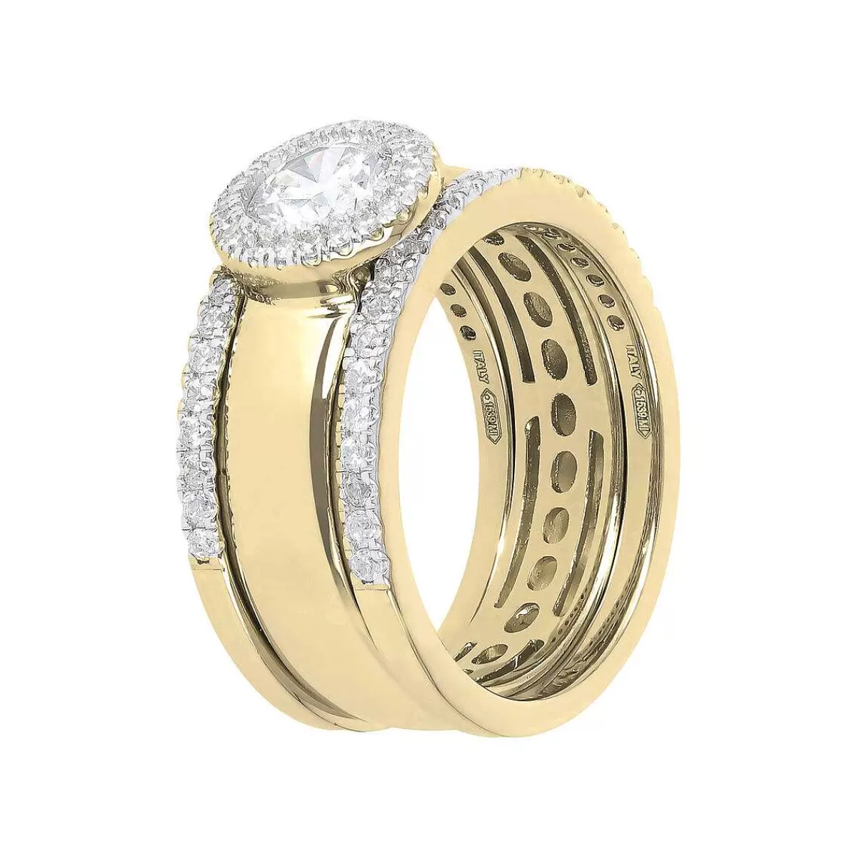 Sale Set Di Anelli Dorati Con Zirconi Anelli