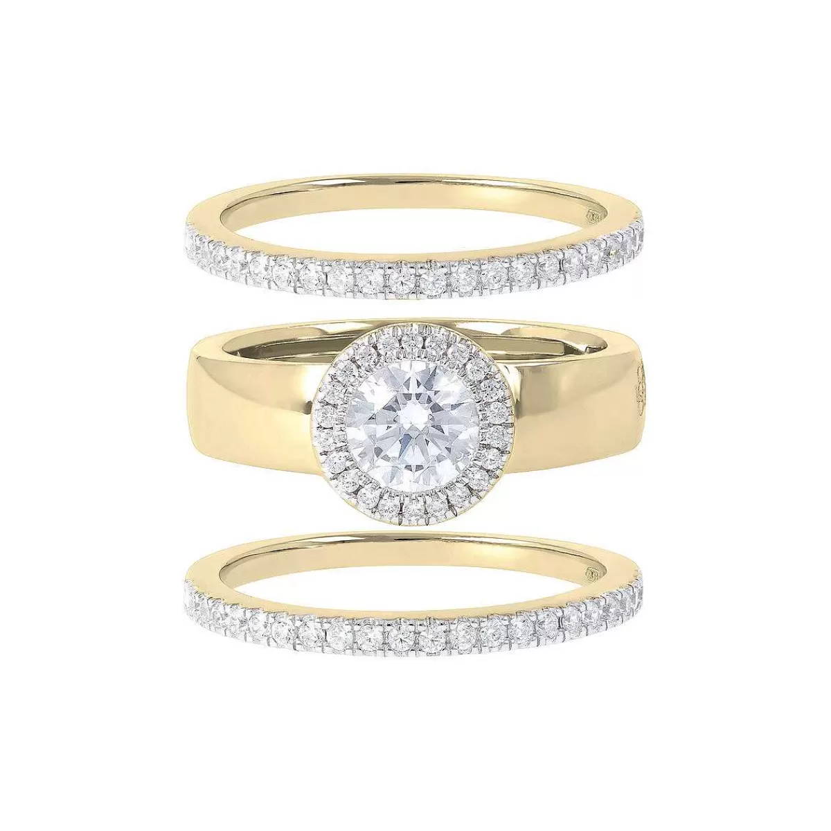 Sale Set Di Anelli Dorati Con Zirconi Anelli