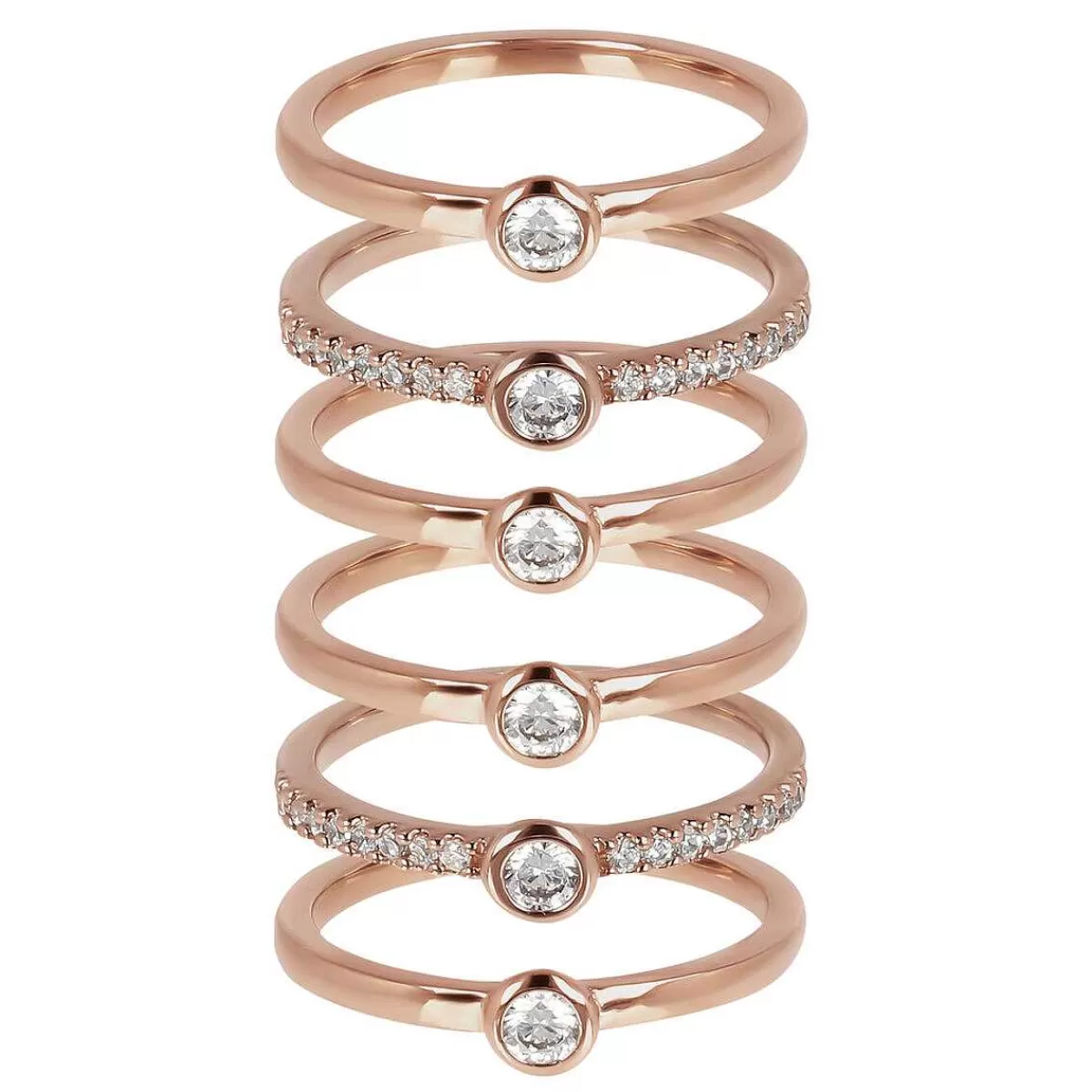 Discount Set Di Anelli Solitari Con Zirconi Anelli