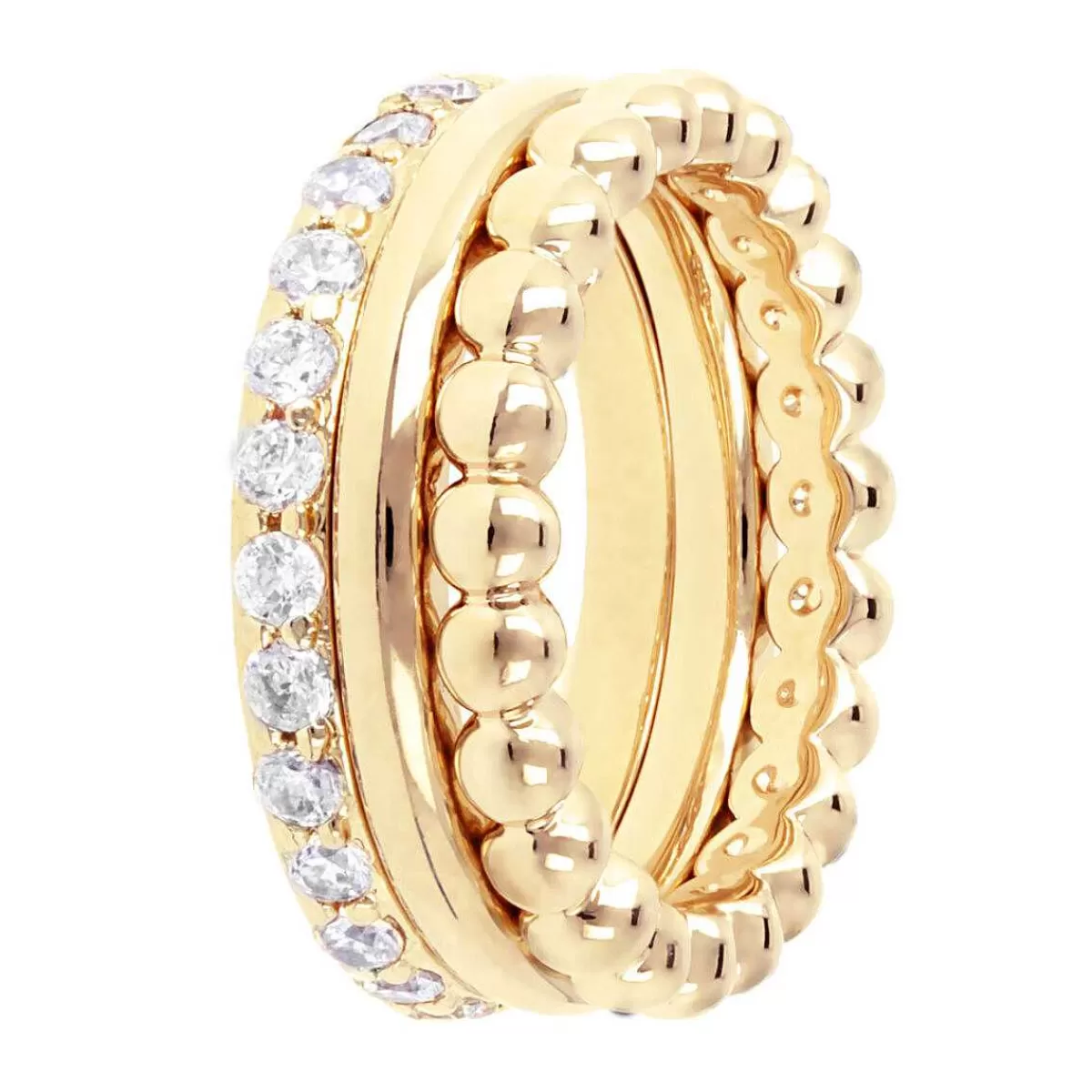 Shop Set Di Tre Anelli Dorati Con Zirconi Anelli