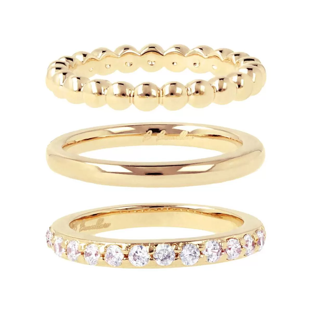 Shop Set Di Tre Anelli Dorati Con Zirconi Anelli